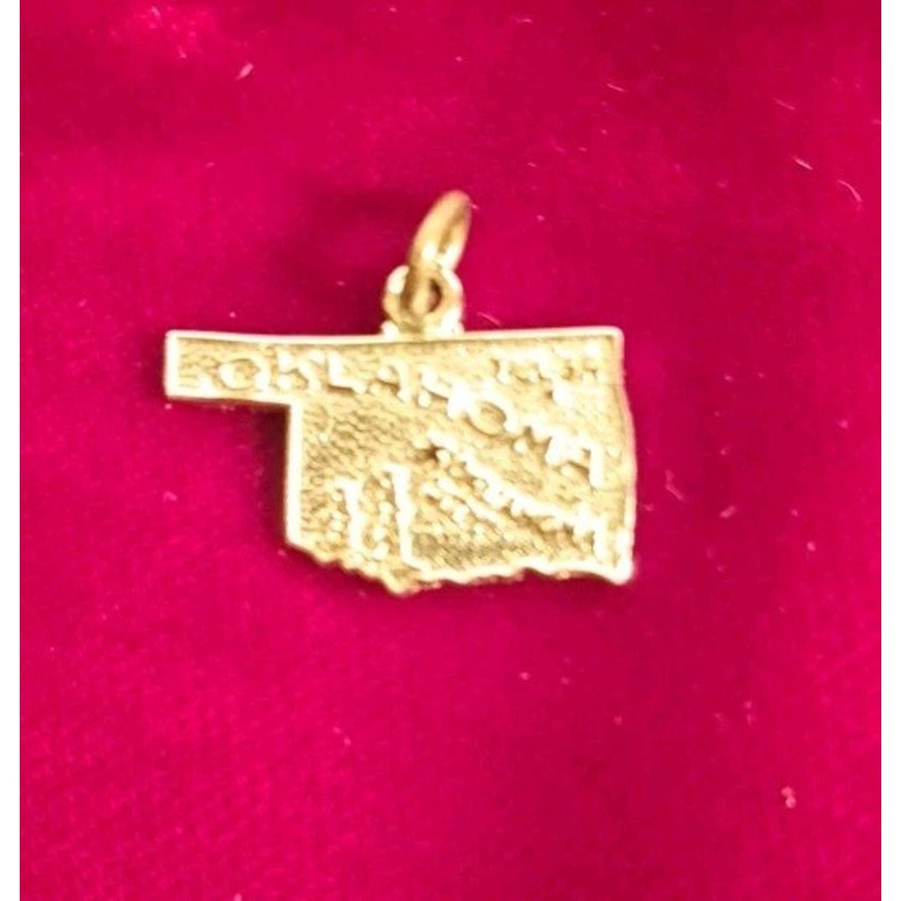 Vintage Sterling Silver Oklahoma Sooner State Map Charm Pendant 925 Souvenir